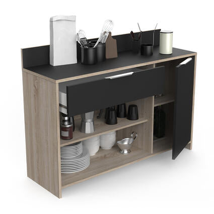 1-Dr 1-Drwr 2-Nook Keukenunit - Mike, een stijlvolle kast met lade en planken, perfect voor extra opbergruimte in de keuken.