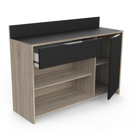 Keukenunit 'Mike' met open lade en kast met planken, ideaal voor extra opslagruimte. Geschikt voor montage in elke keukenruimte.