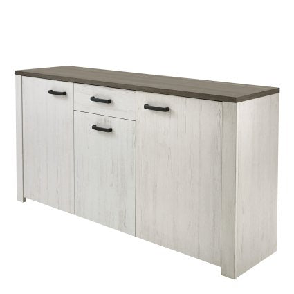 3-Dr Dressoir Met 1 Lade 'Marquis', klassiek ontwerp met drie deuren en lade, stevige panelen, patina-handgrepen voor stijlvolle opslag in de woonkamer.