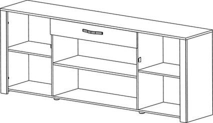 Tekening van 3-deurs dressoir met lade 'Marquis', met klassieke stijl en praktische opslagruimte, passend bij de elegante meubelcollectie van Furndaily.