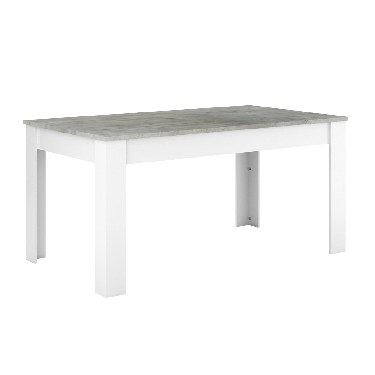 Eetkamertafel Floride - Wit, met grijs melamine blad, 77 cm hoog, geschikt voor eetkamer. Te combineren met Floride vitrine kast of dressoir.