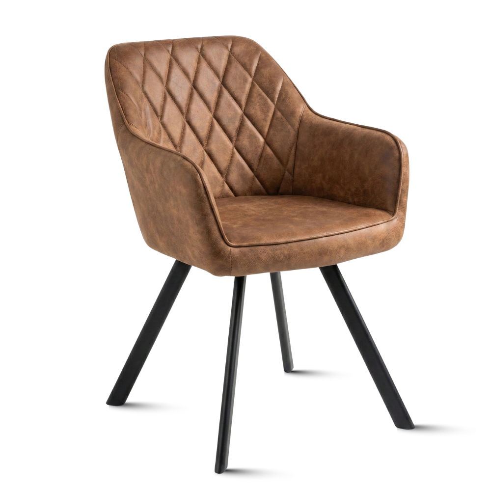 Eetkamerstoel Draaibaar 'Brione' - Microvezel Cognac