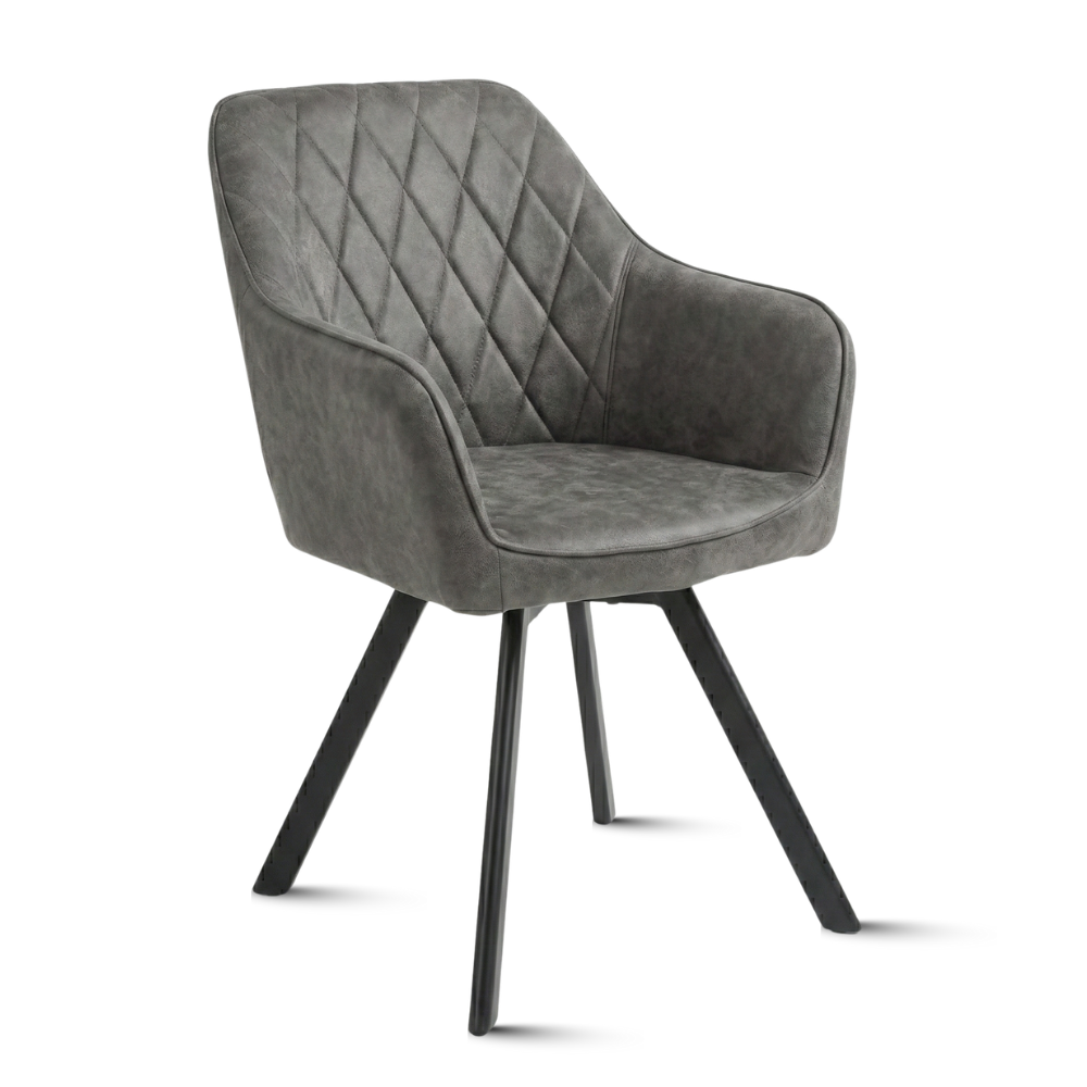 Eetkamerstoel Draaibaar 'Brione' - Microvezel Grijs