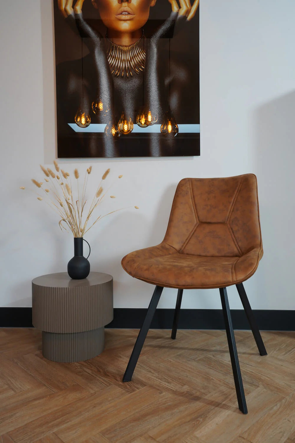 Eetkamerstoel Luna - Microvezel Cognac