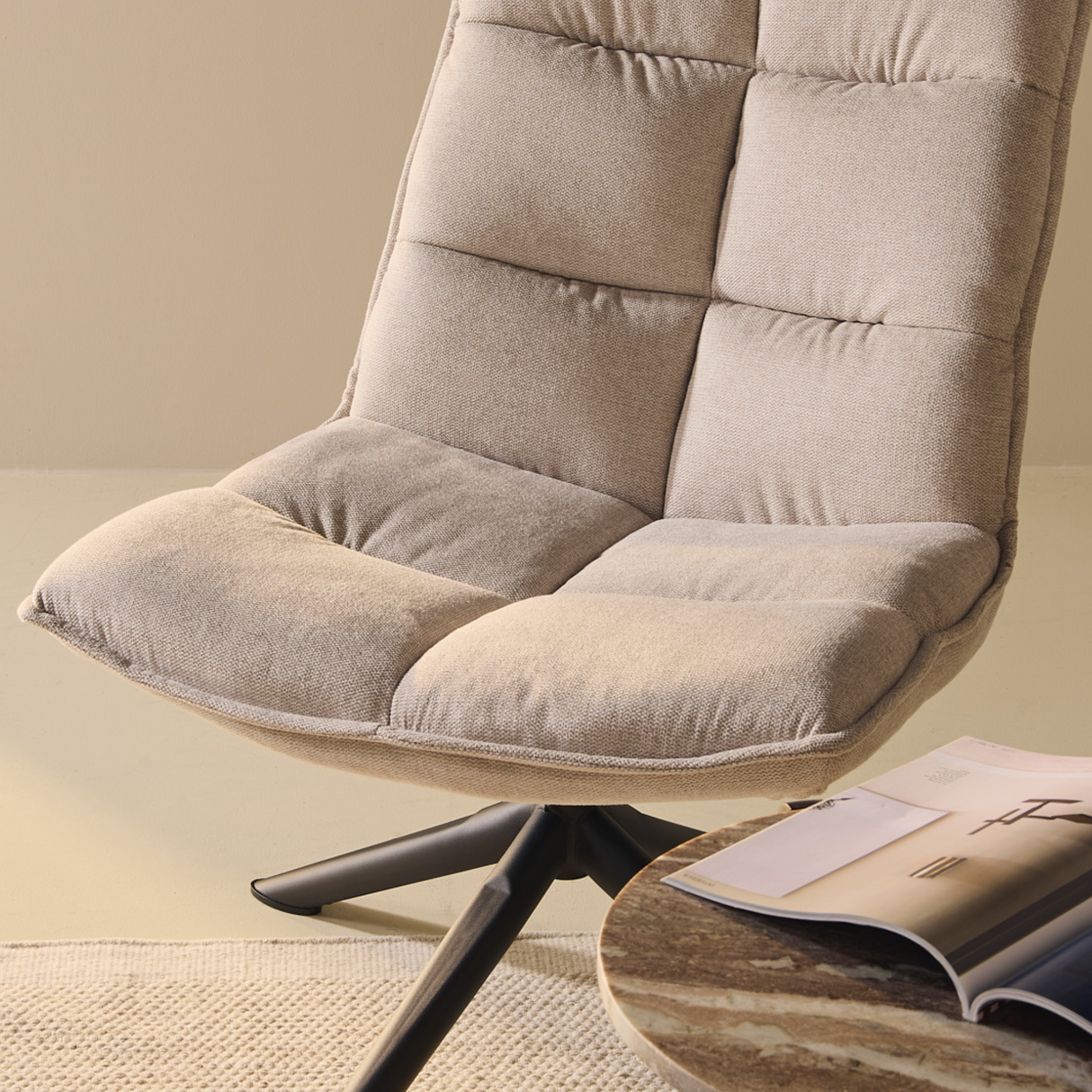 Draaifauteuil Luke – Linnen Beige