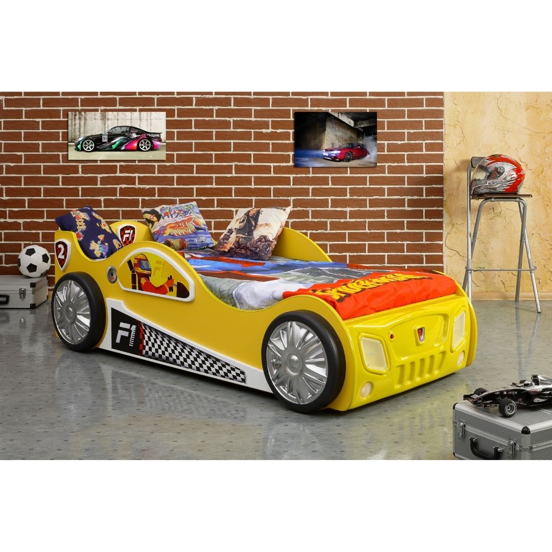 Raceauto Kinderbed Monza 205x115x62 - Geel