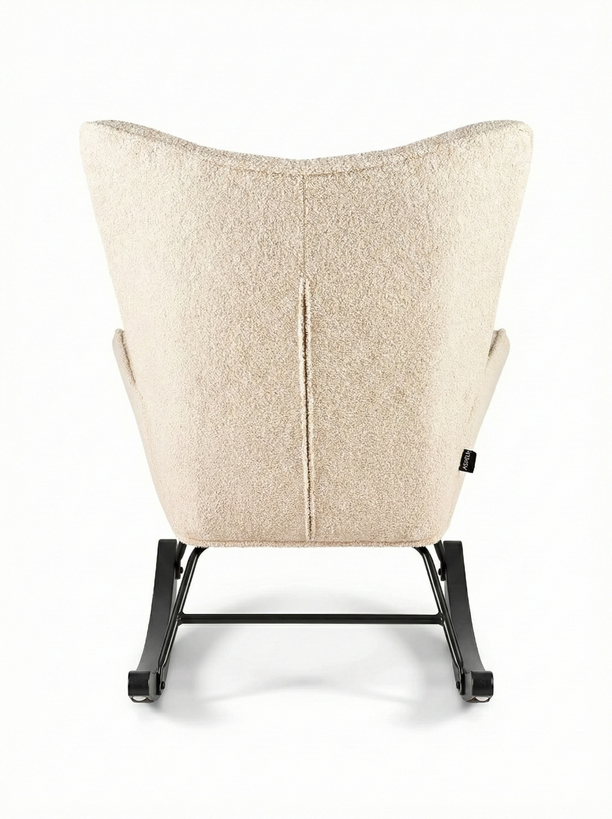 Aemely® Schommelstoel Mama - Beige Teddy & Zwart Hout