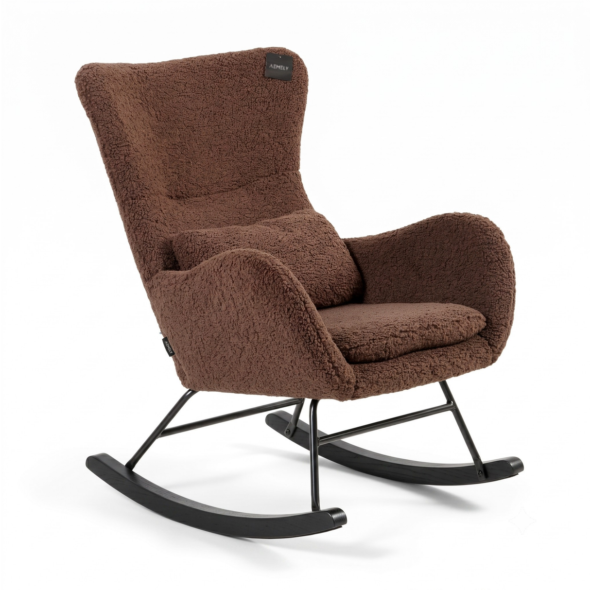 Aemely® Schommelstoel Nord - Bruin Raw Teddy & Zwart Hout