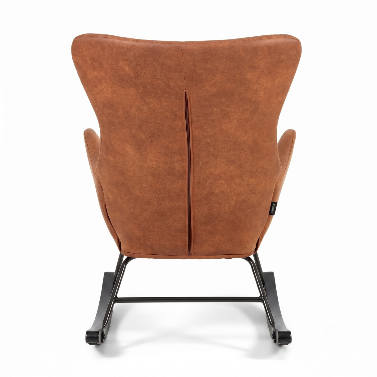 Aemely® Schommelstoel Nord - Cognaq Microvezel & Zwart Hout