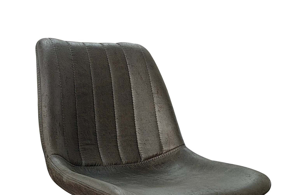 Barkruk 'Barcelona' PU Donkerbruin, luxe verstelbare stoel met donkerbruine PU-lederen bekleding en metalen onderstel, ideaal voor keuken of bar.