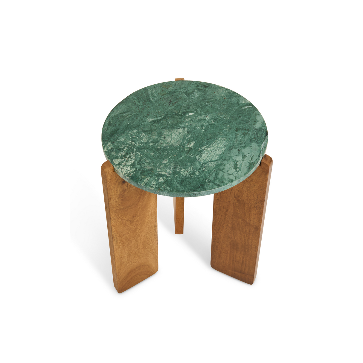 Bijzettafel Lilo - Walnoot Acacia & Groen Marmer