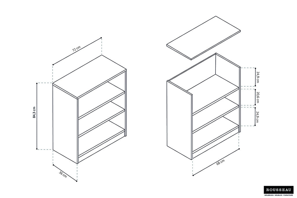 Boekenkast 'Space' 2 legplanken Sonoma