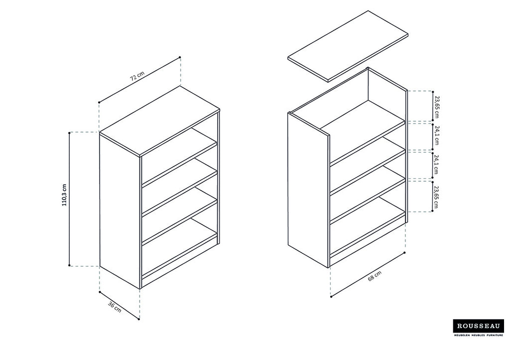 Boekenkast 'Space' 3 legplanken Sonoma
