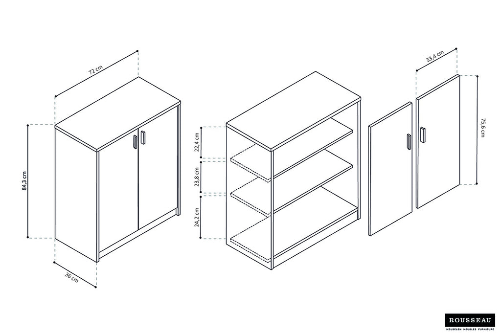 Dressoir Kast 'Space' 2 deuren Sonoma