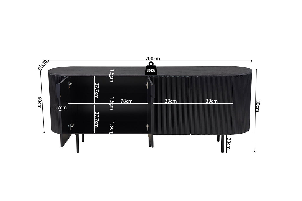 Dressoir 'Lagos' 200 cm Decor Donkerbruin