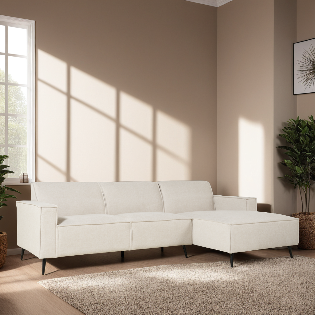 Hoekbank Kato - Linnen Beige, Hoek Rechts