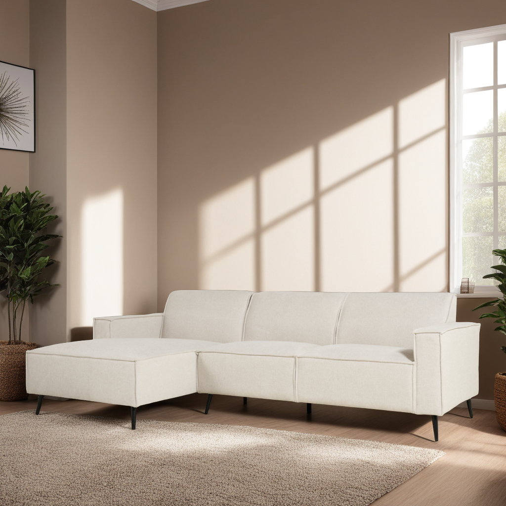 Hoekbank Kato - Linnen Beige, Hoek Links