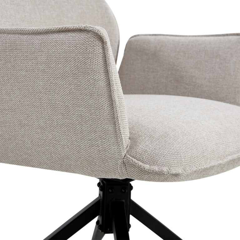 Draaibare Eetkamerstoel Jenn - 180° Auto-Return - Linnen Beige