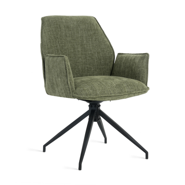 Draaibare Eetkamerstoel Jenn - 180° Auto-Return - Stof Mosgroen