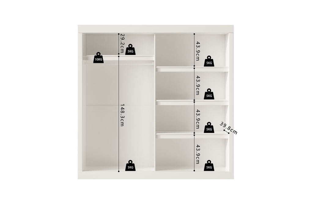 Kledingkast 'Mike' 2 Schuifdeuren, 1 Spiegeldeur Wit