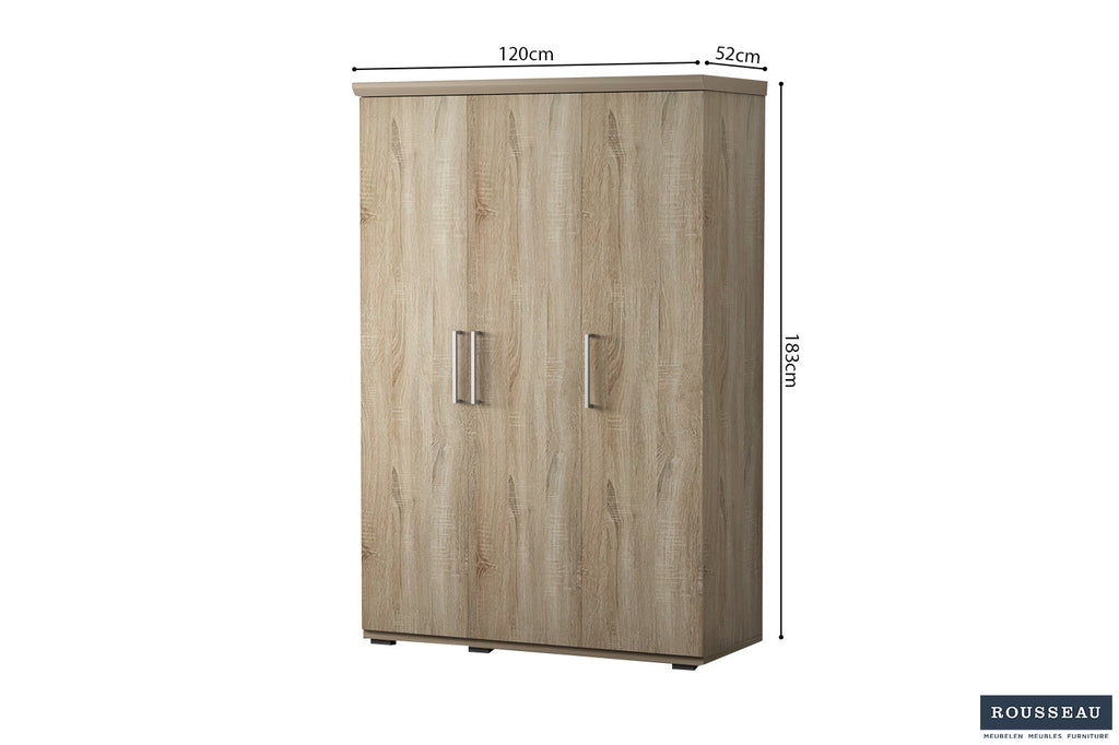 Kledingkast 'Mike' 3 Deuren Sonoma