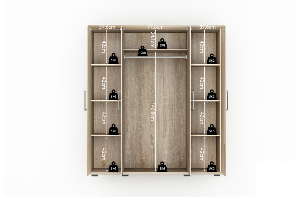 Kledingkast 'Mike' 4 deuren Sonoma