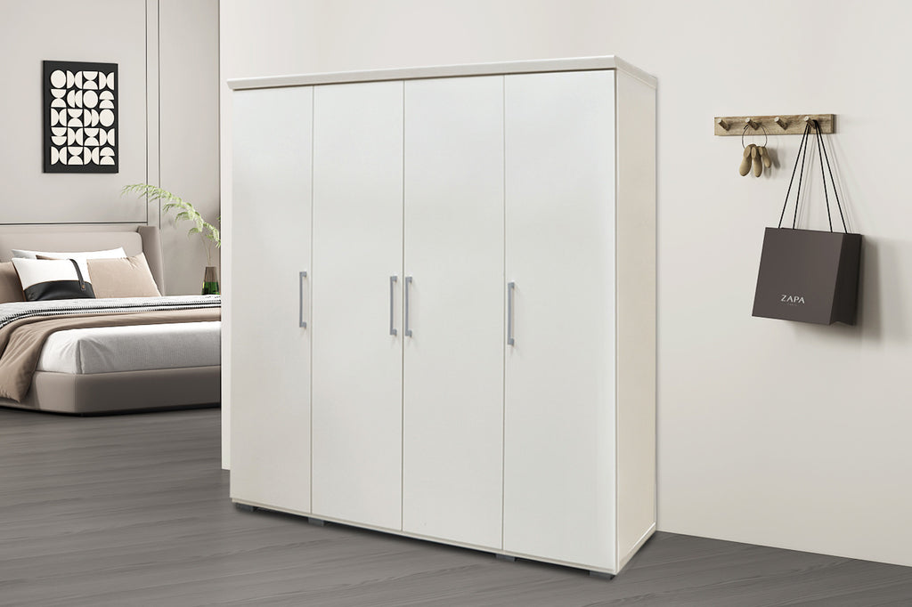 Kledingkast 'Mike' 4 Deuren Wit