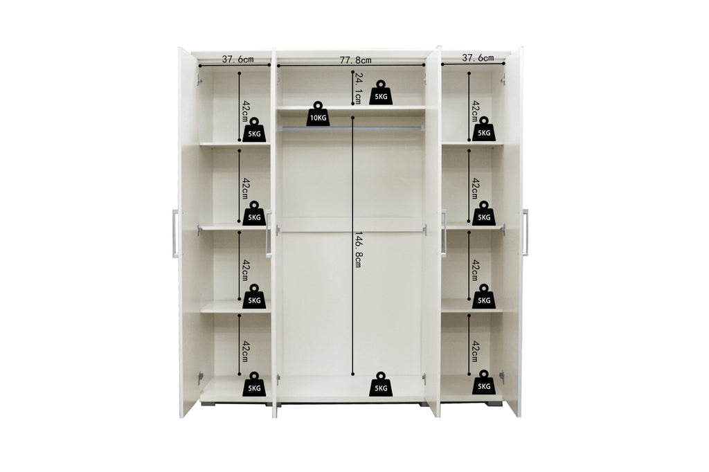 Kledingkast 'Mike' 4 Deuren Wit