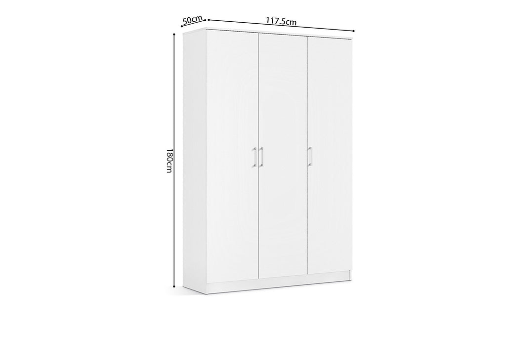 Kledingkast 'Ray' 3 Deuren Wit