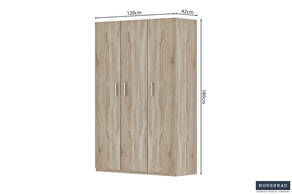 Opbergkast 'Mike' 120 cm 3 deuren Sonoma