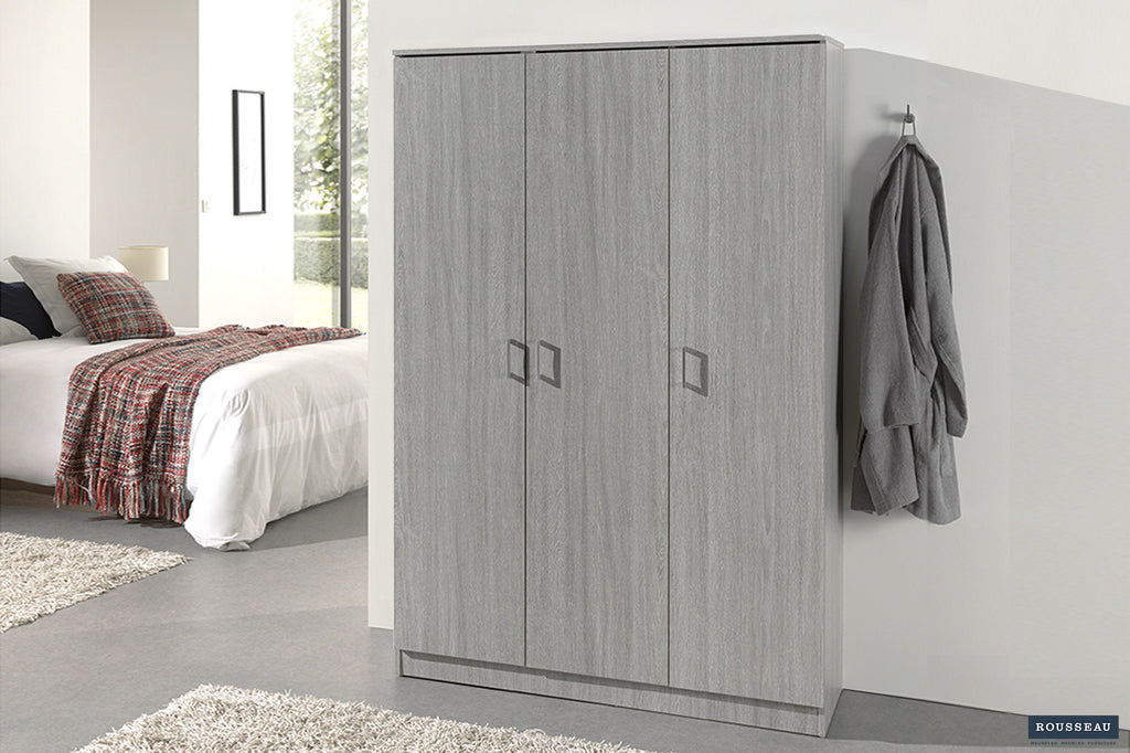 Opbergkast 'Ray' 3 deuren en 4 legplanken Grijze Eik