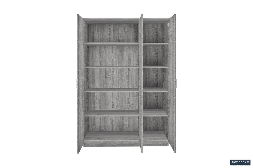 Opbergkast 'Ray' 3 deuren en 4 legplanken Grijze Eik