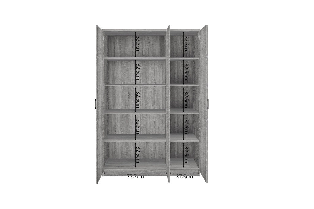 Opbergkast 'Ray' 3 deuren en 4 legplanken Grijze Eik