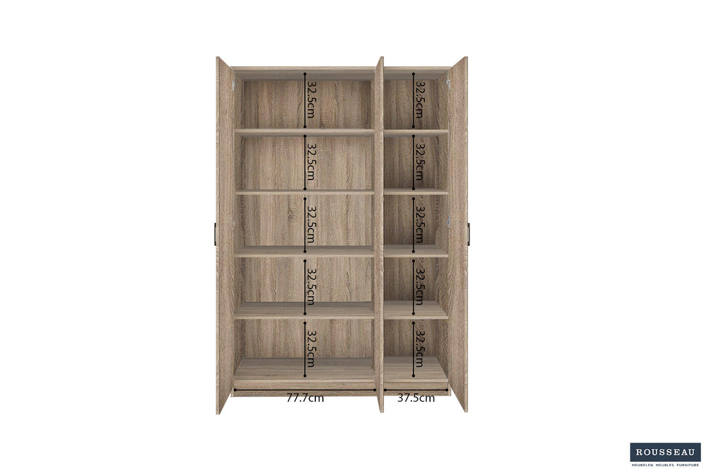 Opbergkast 'Ray' 3 deuren en 4 legplanken Sonoma