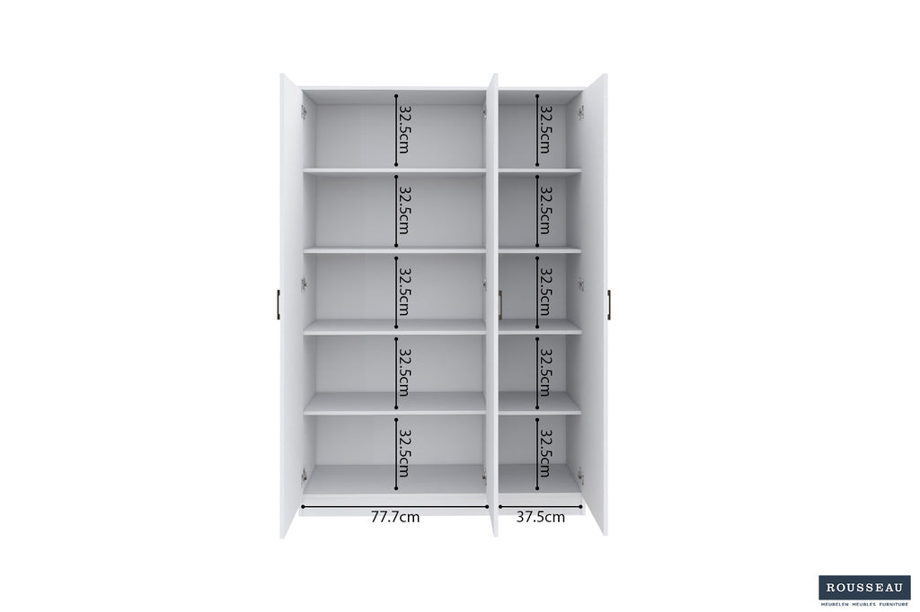 Opbergkast 'Ray' 3 deuren en 4 legplanken Wit
