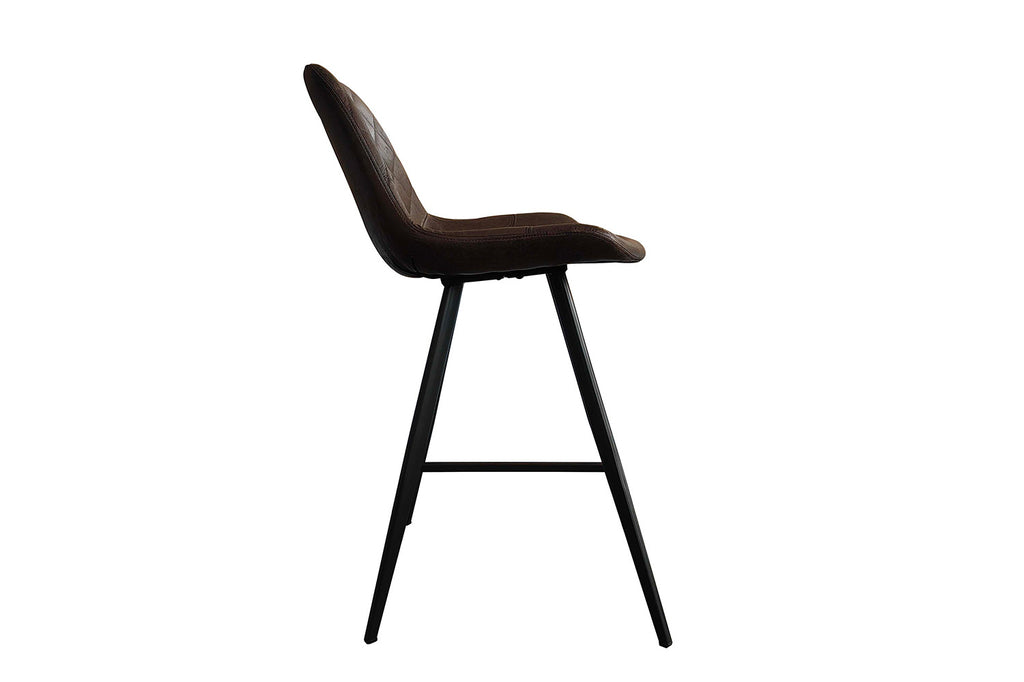 Barkruk 'Palmas' PU Donkerbruin met zwarte poten, set van twee, perfect voor elke woonruimte. Gemaakt met vintage PU bekleding.