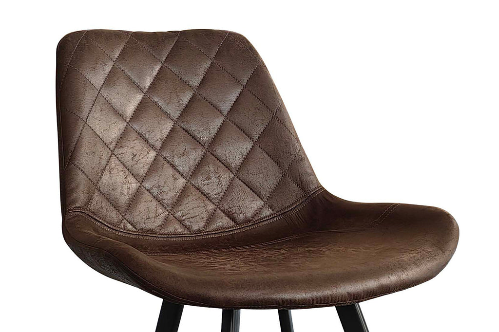 Barkruk 'Palmas' PU Donkerbruin, set van 2, met zwarte metalen poten en vintage PU bekleding, perfect voor een stijlvolle aanvulling in elk huis.