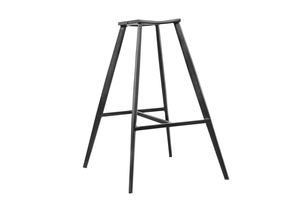 Barkruk 'Palmas' met zwart metalen frame en donkerbruine PU-bekleding, set van twee. Geschikt voor diverse woonruimtes, verkrijgbaar bij Furndaily.