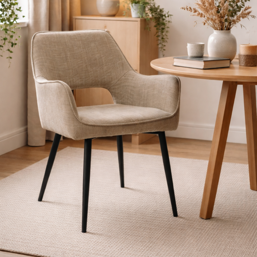 Eetkamerstoel Raisa – Stof Crème