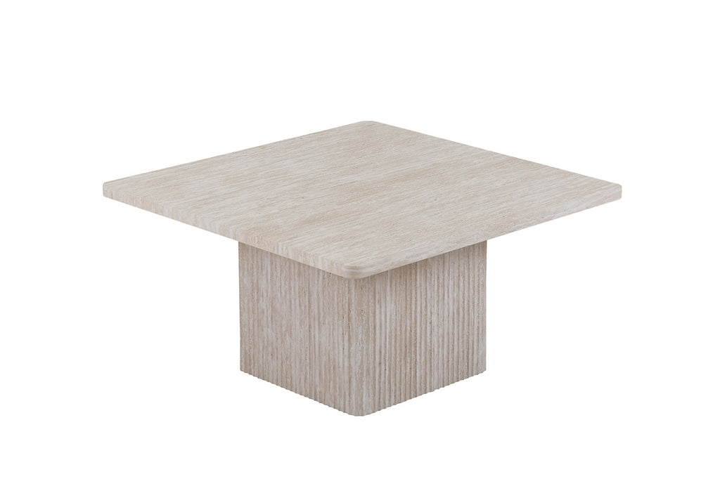 Set van 2 salontafels 'Bobby' Decor travertin Beige, vierkante vorm, stevige MDF-constructie, geschikt voor moderne en klassieke interieurs, ideaal voor decoratieve items en dagelijks gebruik.