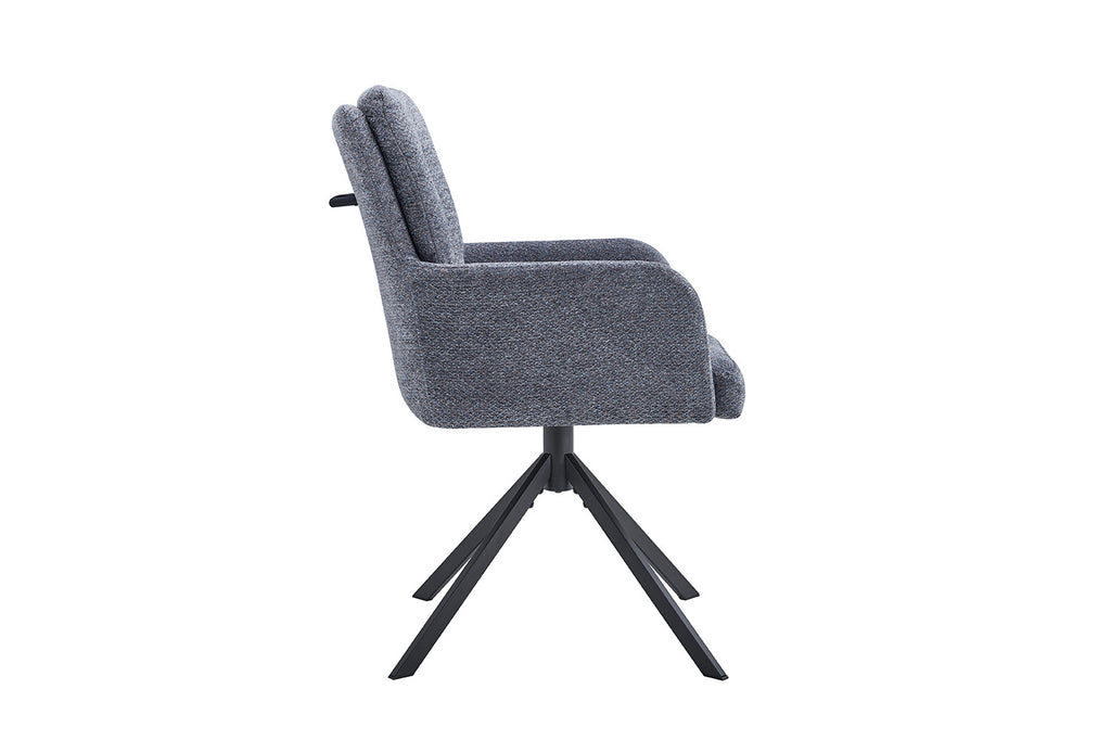 Stoel 'Granada' Draaibaar, donkergrijs, metaal en stof, twee per doos. Geschikt voor elke ruimte in huis.