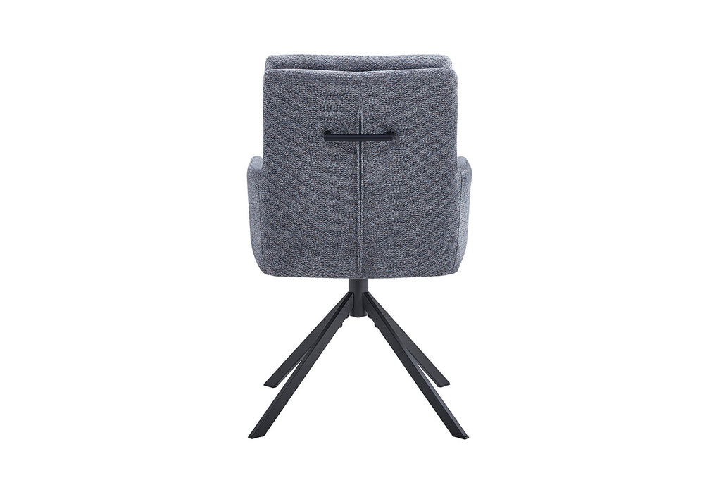 Stoel 'Granada', donkergrijs, draaibaar met zwarte poten, bekleed met Stof Davis Bliss. Geschikt voor elke ruimte, Furndaily's veelzijdige meubelaanbod.