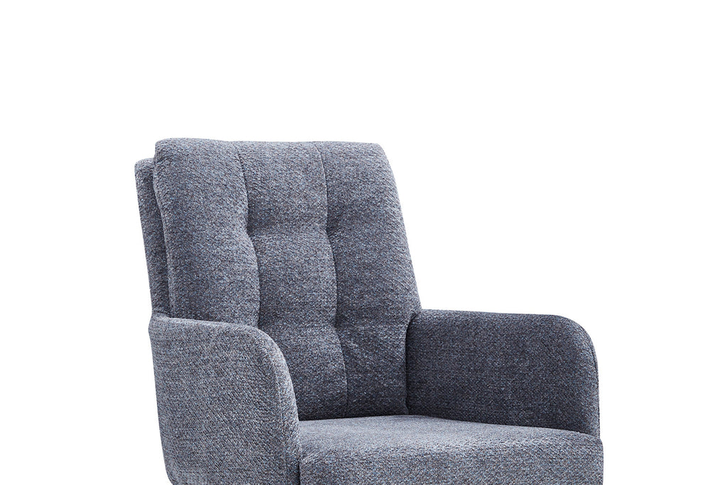 Stoel 'Granada', donkergrijs, draaibaar, met metalen poten en stoffen bekleding. Geschikt voor elke ruimte, verkocht per twee bij Furndaily.