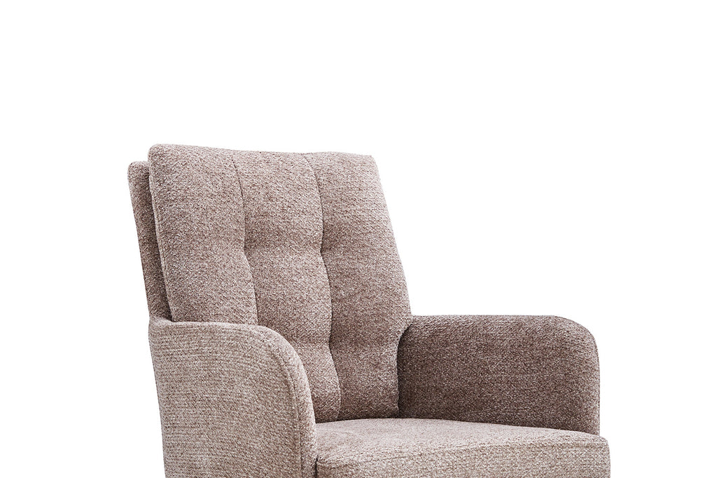 Stoel 'Granada' Draaibaar Stof Davis Bliss 75-18 Zand, met armleuningen en metalen poten, geschikt voor moderne interieurs.