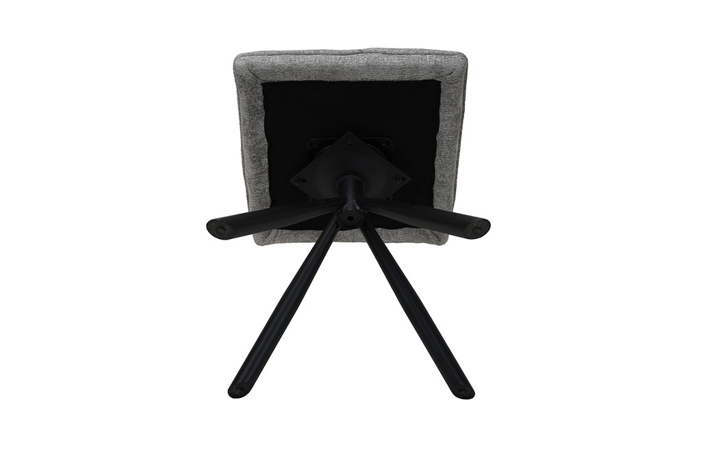 Stoel 'Jack' draaibaar, lichtgrijs met zwarte poten, bekleed met stof. Verkocht per twee in doos, ideaal voor modern interieur.