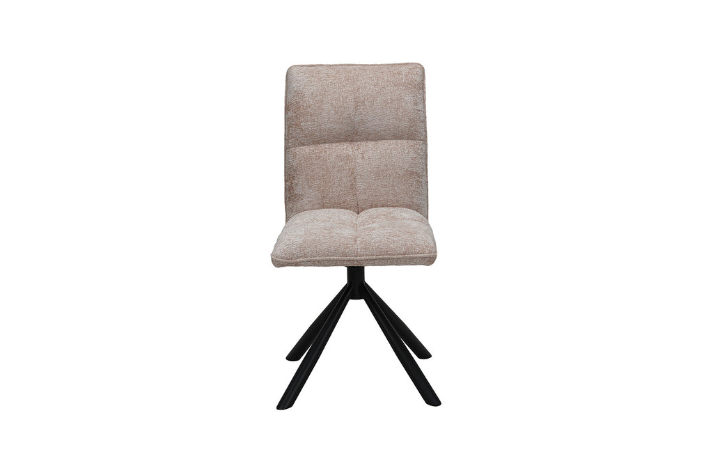 Stoel 'Jack' Draaibaar tot 0 Stof Zand, met metalen poten en stoffen bekleding, close-up weergave, geschikt voor veelzijdig gebruik in huis.