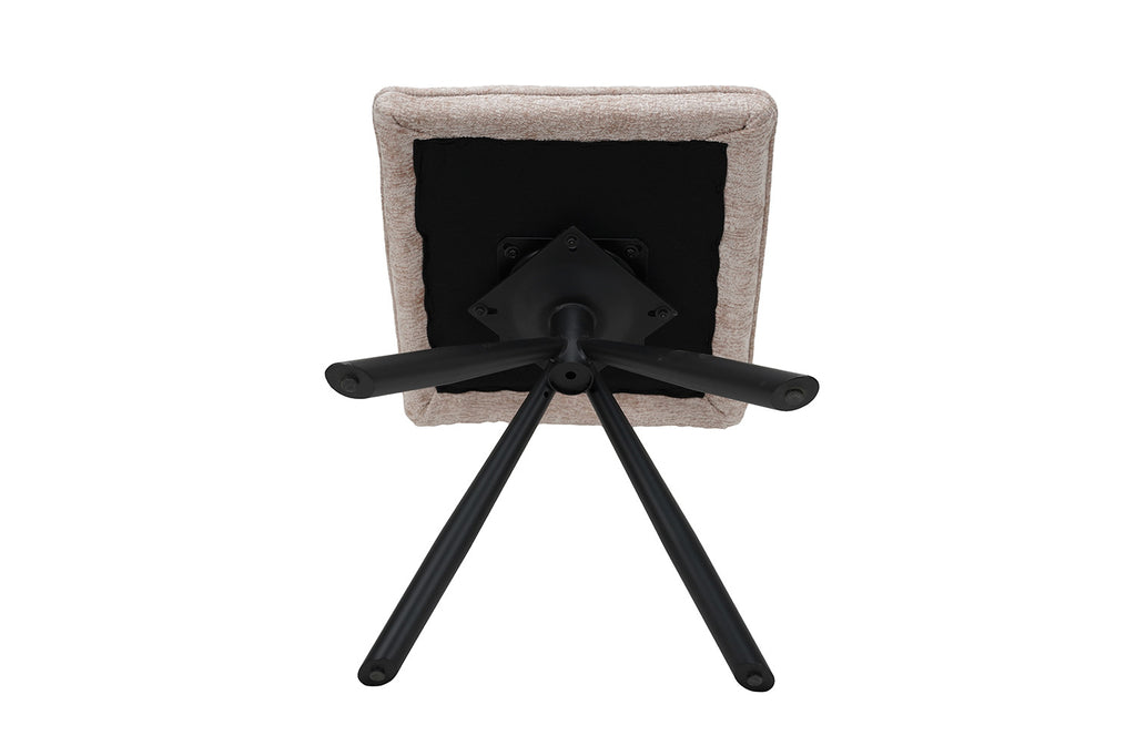 Stoel 'Jack' Draaibaar tot 0 Stof Zand met witte kussen en metalen poten, close-up van het ontwerp, geschikt voor Furndaily's veelzijdige meubelcollectie.