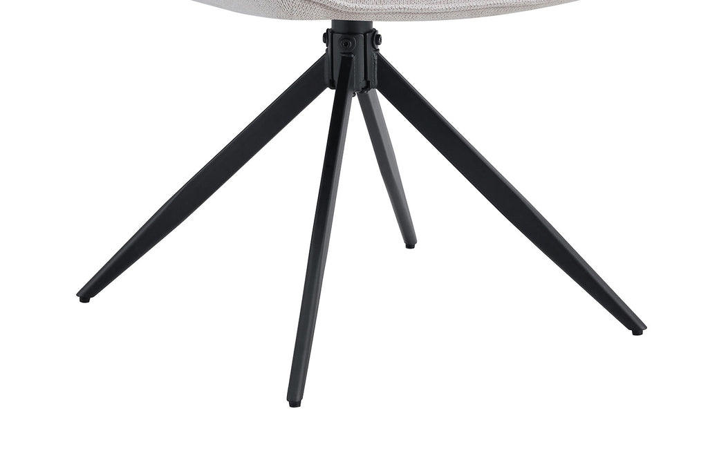 Stoel 'Mahi' met zwarte poten, draaibaar, bekleed met stof. Verpakt per twee, geschikt voor diverse ruimtes in huis.