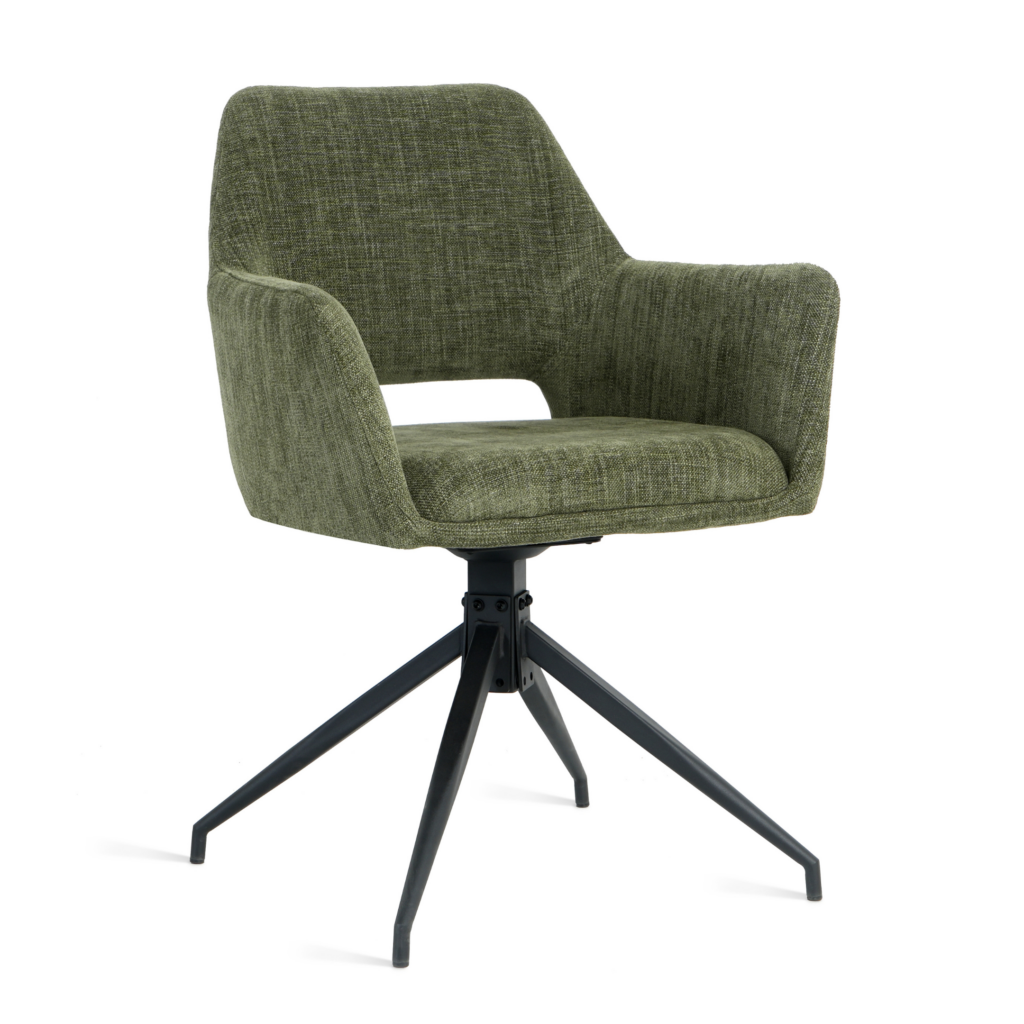 Draaibare Eetkamerstoel Tove - 180° Auto-Return - Stof Mosgroen