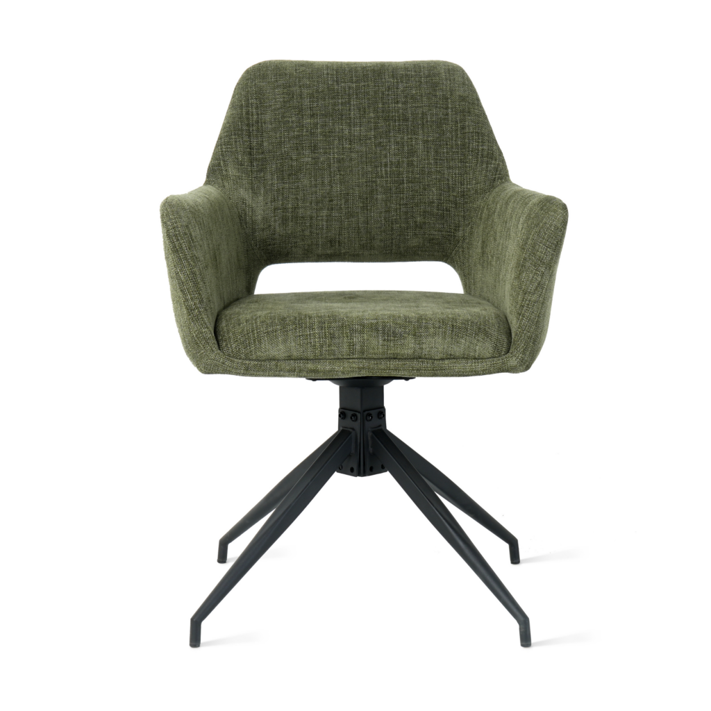 Draaibare Eetkamerstoel Tove - 180° Auto-Return - Stof Mosgroen